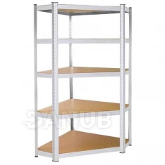 Kovový regál rohový s 5 policemi - 180x90x40cm