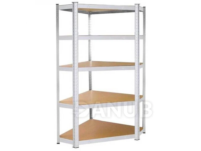 Kovový regál rohový s 5 policemi - 180x90x40cm