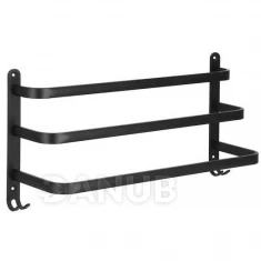 Nástěnný držák na ručníky do koupelny - trojitý - hliník - černý