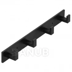 Nástěnný koupelnový věšák se 4 háčky - hliník - černý