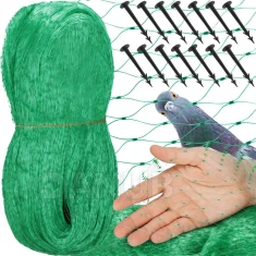 Ochranná síť proti ptákům s upevňovacími kolíky (14ks) - 8x14 m - zelená