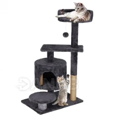 Sisalové škrábadlo pro kočky s hračkami - 5-úrovní - 87 cm - grafitové