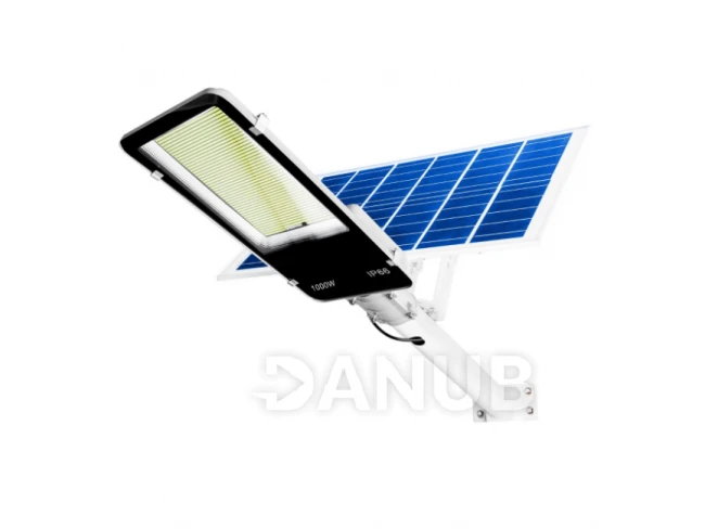 LED solární pouliční svítidlo - 1000W - 6500K - s držákem a dálkovým ovládáním - bílé