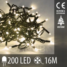 Vánoční LED světelný řetěz vnitřní - 200LED - 16M Teplá bílá
