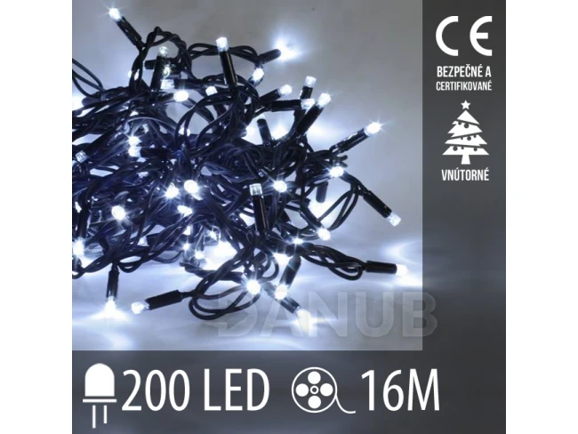 Vánoční LED světelný řetěz vnitřní - 200LED - 16M Studená bílá Vánoční LED světelný řetěz vnitřní - 200LED - 16M Studená bílá