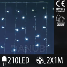 Vánoční led světelná záclona vnější - 210led - 1x2m studená bílá