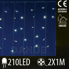 Vánoční led světelná záclona vnější - 210led - 1x2m teplá bílá