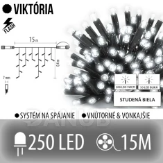 Viktorie led světelná záclona venkovní flash - 250led - 15m studená bílá / flash probliknutí studená bílá