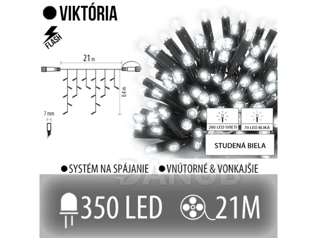 Viktorie led světelná záclona venkovní flash - 350led - 21m studená bílá / flash probliknutí studená bílá