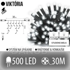 Viktorie led světelná záclona venkovní flash - 500led - 30m studená bílá / flash probliknutí studená bílá