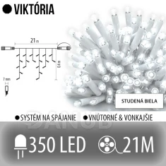 Viktorie led světelná záclona vnější - 350led - 21m studená bílá - bílý kabel