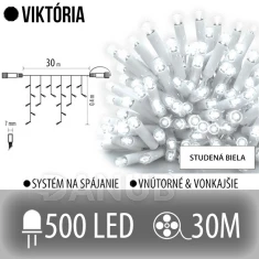 Viktorie led světelná záclona vnější - 500led - 30m studená bílá - bílý kabel