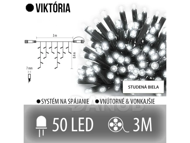 Viktorie spojovatelná led světelná záclona vnější - 50led - 3m studená bílá
