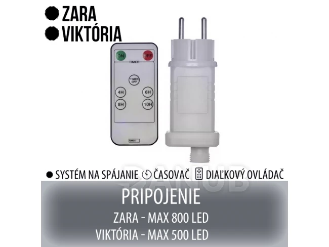 ZARA a VIKTÓRIA napájecí zdroj pro spojovatelné řetězy s časovačem a dálkovým ovladačem
