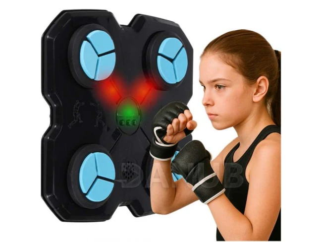 Boxerský trenažér na zeď - hudba, LED, USB, bluetooth + rukavice