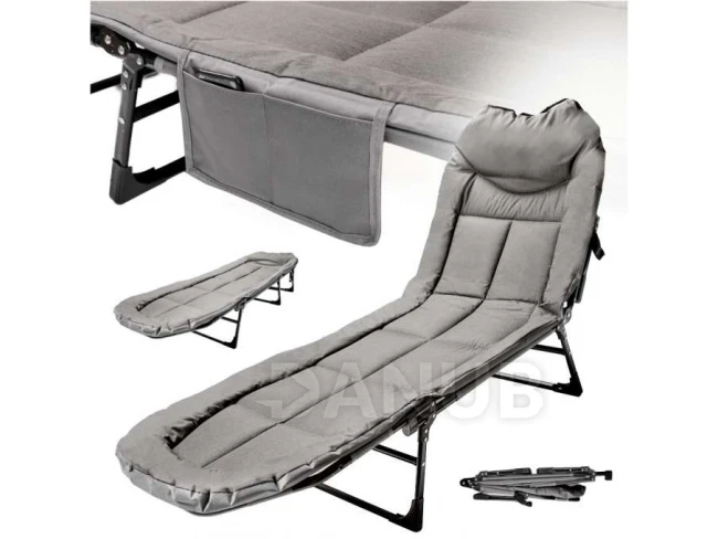 Kempingová cestovní skládací postel LUARO - 190x63x30cm - šedá