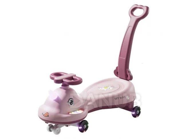 LED odrážedlo Swing FIX S1 s rukojetí - Max. 65 kg - růžové