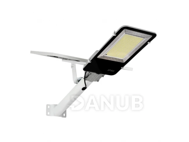 LED solární pouliční lampa výkonná - 1500W - 6500K + dálkové ovládání - bílá