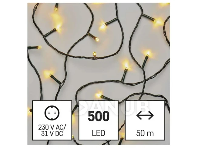 LED vánoční řetěz, 50 m, vnější i vnitřní, teplá bílá, programy, časovač