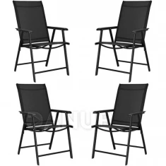 Skládací zahradní židle - černá - 4 ks