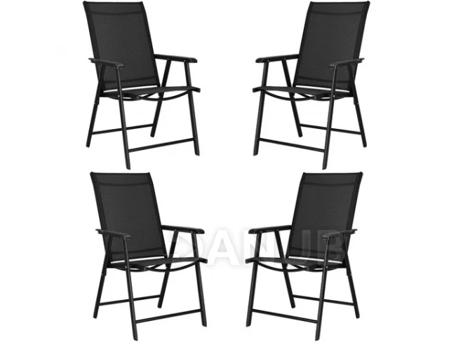 Skládací zahradní židle - černá - 4 ks