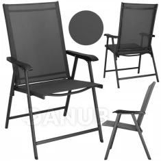 Skládací zahradní židle - šedá - 2 ks