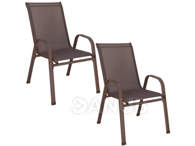 Stohovatelná zahradní židle - hnědá - 2ks