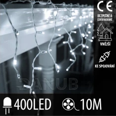 Vánoční LED světelná záclona na spojování venkovní - 400LED - 10M Studená bílá