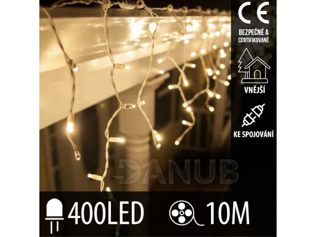 Vánoční LED světelná záclona na spojování venkovní - 400LED - 10M Teplá bílá
