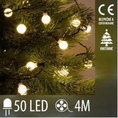 Vánoční led světelný řetěz vnitřní - 50led - 4m teplá bílá