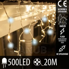 Vánoční led světelná záclona pro spojování venkovní flash - 500led - 20m teplá bílá / studená bílá