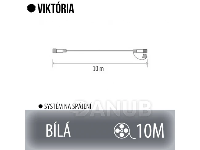 Viktorie prodlužovací kabel pro spojovatelné řetězy - 10m - bílý