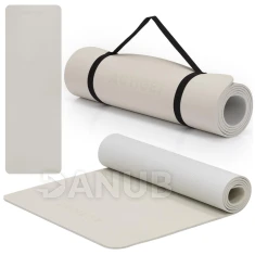 Podložka na cvičení - 183x61x0,6 cm - protiskluzová - béžová/světle šedá
