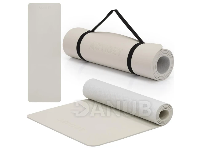 Podložka na cvičení - 183x61x0,6 cm - protiskluzová - béžová/světle šedá