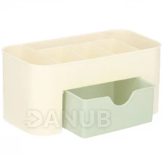 Kosmetický organizér se zásuvkou - krémová-šedozelená