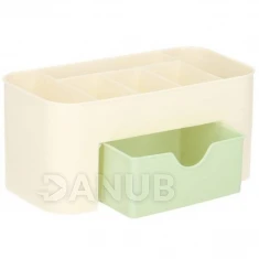 Kosmetický organizér se zásuvkou - krémová-zelená