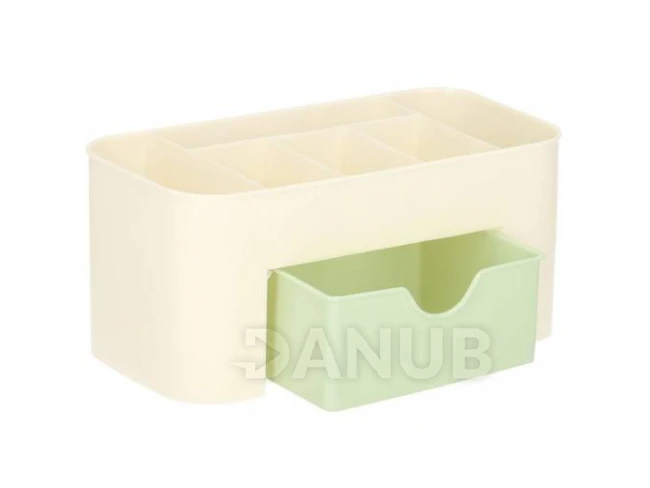 Kosmetický organizér se zásuvkou - krémová-zelená