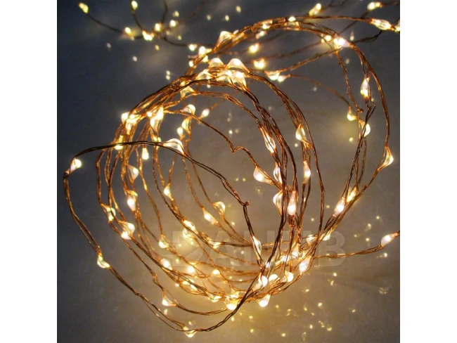 Vánoční LED světelný mikro řetěz venkovní - 80LED - 7,9M Teplá Bílá