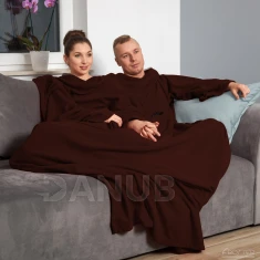 Deka s rukávy pro pár - čokoládová