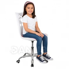 Dětská otočná kancelářská židle na učení s kolečky - bílá/růžová