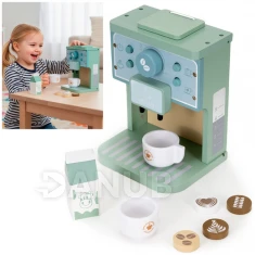 Dětský dřevěný kávovar se skleničkami - 8 dílů, vícebarevný
