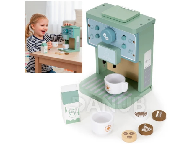 Dětský dřevěný kávovar se skleničkami - 8 dílů, vícebarevný