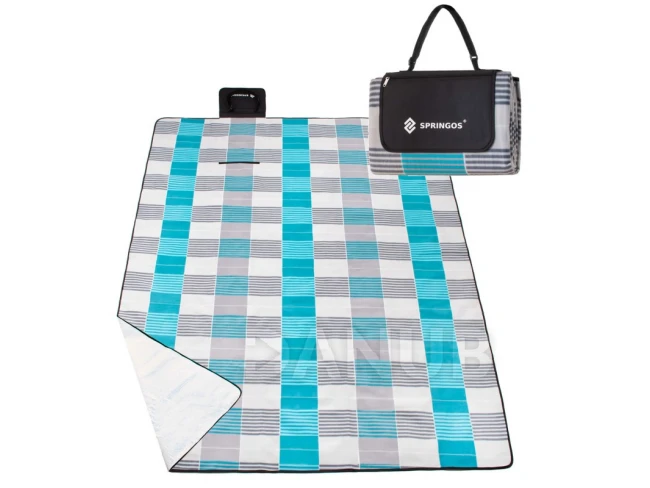 Pikniková deka 300x200 - modro-šedá mřížka
