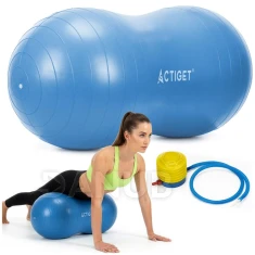 Gymnastický míč ve tvaru fazolí s pumpou na rehabilitační cvičení - 85cm - modrá