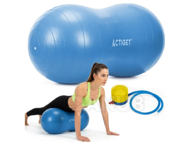 Gymnastický míč ve tvaru fazolí s pumpou na rehabilitační cvičení - 85cm - modrá