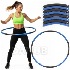 Hula hoop s NBR pěnou - 88 cm - skládací - šedo-modrý