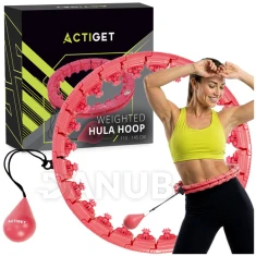 Hula hoop se závažím a výstupky - 24 skládacích prvků - červený