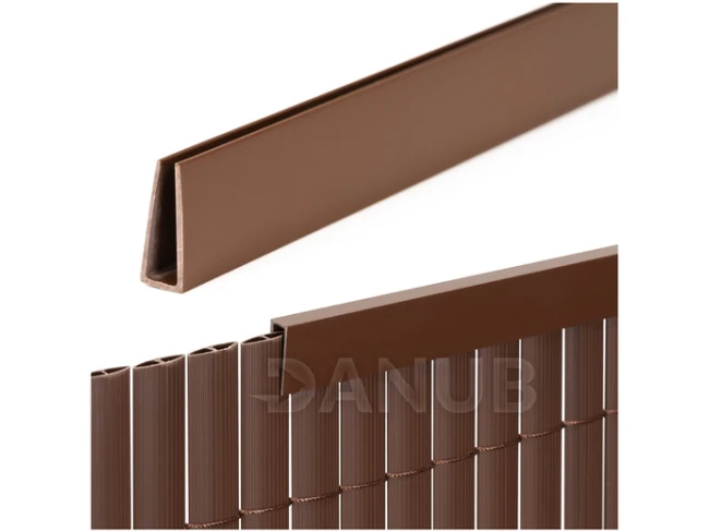 Krycí profil pro PVC krycí clonu na balkon, terasu, plot - 100cm - hnědý Krycí profil pro PVC krycí clonu na balkon, terasu, plot - 100cm - hnědý