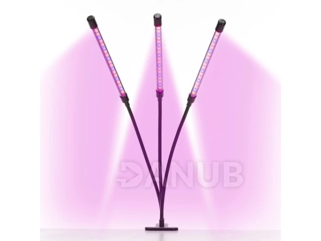 LED lampa na růst rostlin - 3 panely - časovač a spona - USB