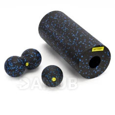 Masážní pěnový válec/roller + masážní sada - černo-modrá
